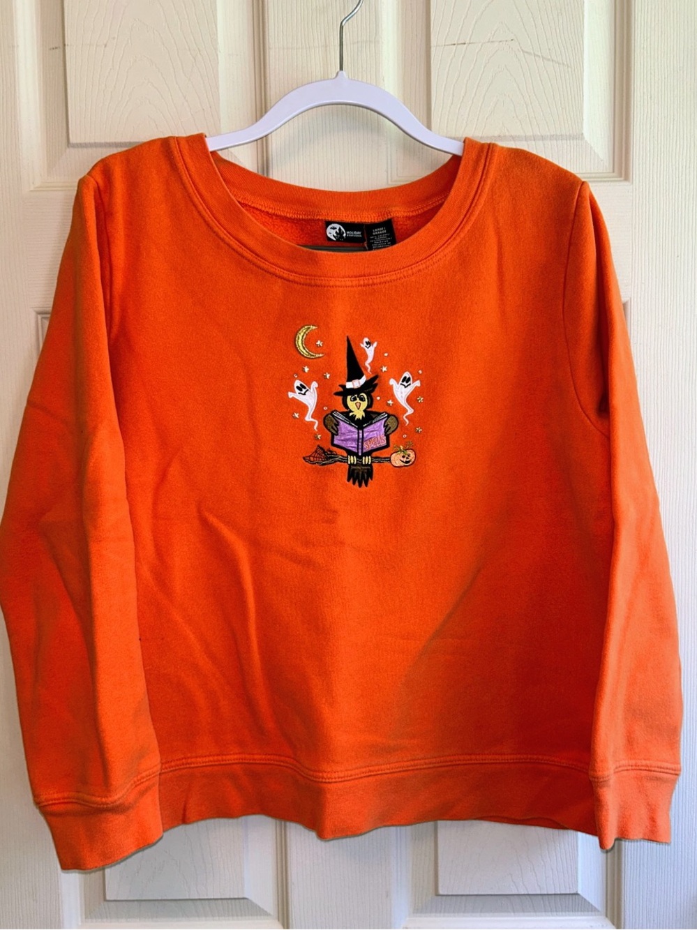 Holiday Editions Orange Fleece Sweatshirt Collar